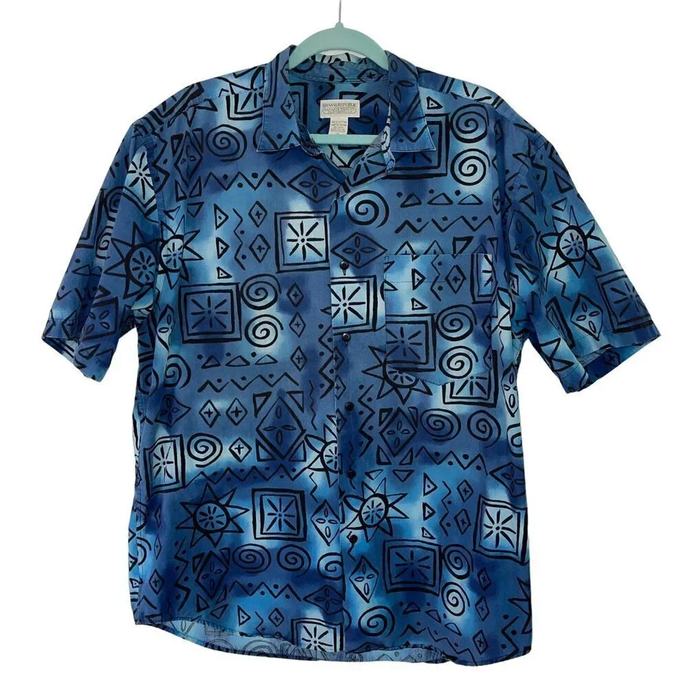 Banana Republic Safari & Travel Clothing Co. Mens Shirt Blue Size Large Vintage